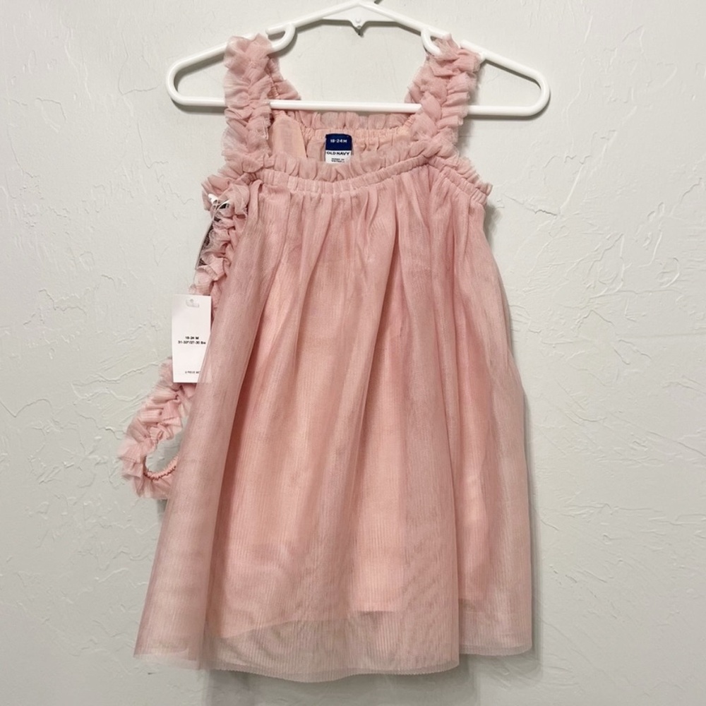 Old Navy Dusty Pink Sleeveless Tulle Ruffle Swing Dress Size 18-24 Months